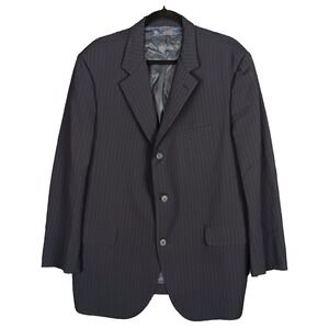 Brooks Brothers Brooksease Black Pinstripe Wool 44R Blazer Sport Coat Made in US